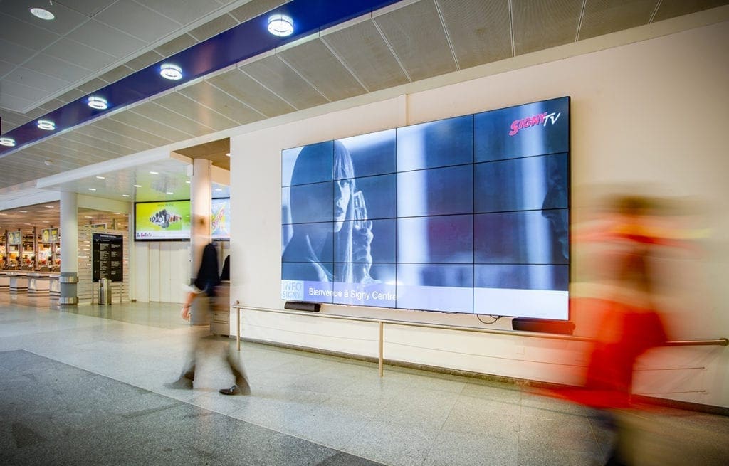 Signy centre mur d’écrans installés par Pixium.