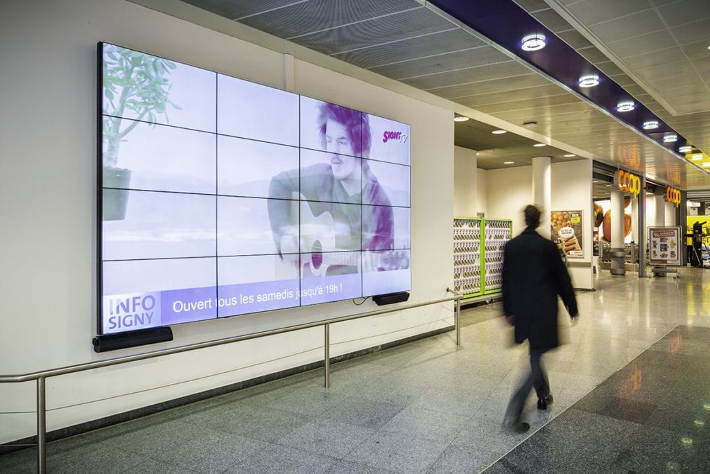 Signy centre mur d’écrans installés par Pixium.